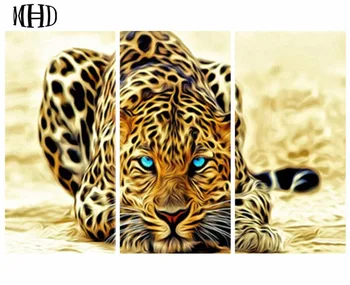 

ARTBACK 3 spell diamonds leopard triple stitch stickers drill big cat painting round diamonds & full drill home decoration kit
