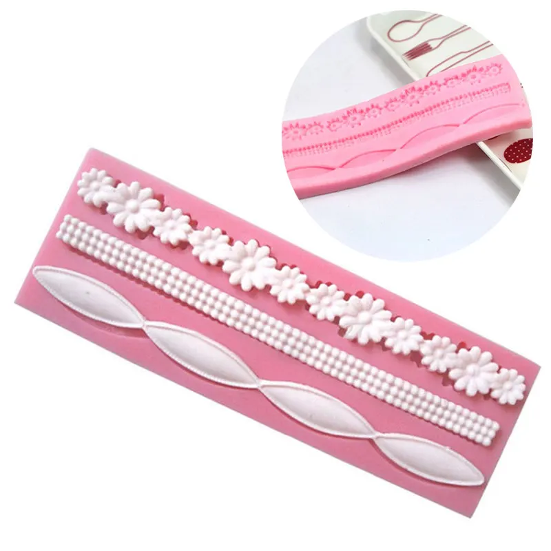 JX-LCLYL New Silicone Flower Strip Ribbon Fondant Mold Cake Decorating Craft DIY Mould