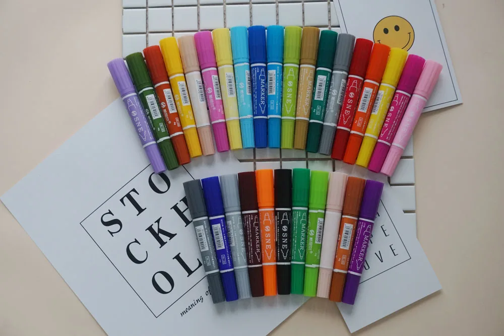 markers 12/18/24/30 colors oily art school pen Double-headed art supplies markers drawing markers set manga kawai