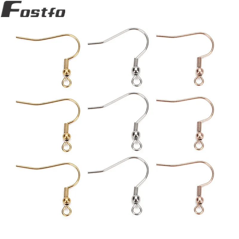 

20pcs/lot 20*20mm Stainless Steel Earring Hooks Gold/Rose Gold Earring Wires Hooks With Balls For Diy Earring Jewelry Finding