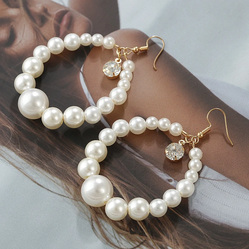 

Flashbuy Crystal Pearl Round Earrings For Women Statement Pearl Dangle Earrings Simple Fashion Jewelry Trend Accessories