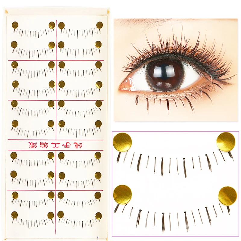 

YOKPN 10 Pairs Black Short Lower Lashes Natural Realistic False Eyelashes Pure Handmade Transparent Stems Makeup Eyelashes