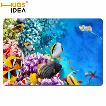 

HUGSIDEA Fish Door Mat Cute Carpet Christmas Printed Non-Slip Bath Mat Waterproof Home Decor Doormat Felt+Rubber Hotel Rugs