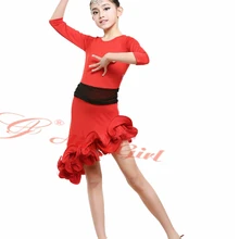 Сценическое платье для танцев Танго, красный, черный цвет, Румба, для латиноамериканских танцев, ча-ча, 110-160 см, профессиональный костюм для девочек