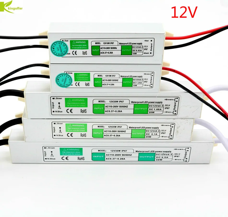 

Waterproof IP67 Led driver AC110V 220V to DC 12V Power Supply Transformer 10W 15W 20W 30W 60W 80W 100W 120W 150W for led strip