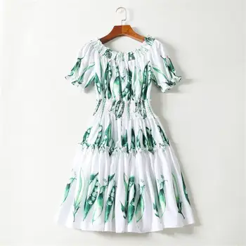

Women Dresses 2018 High Quality Runway Short Sleeve Floral Printed Casual Ladies Dress DX0577N