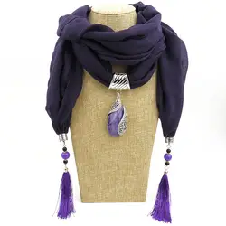 Mantieqingway 12 Цветов Для женщин кулон шарфы ювелирные изделия длинной кисточкой Цепочки и ожерелья шарф для дам глушитель шали палантины