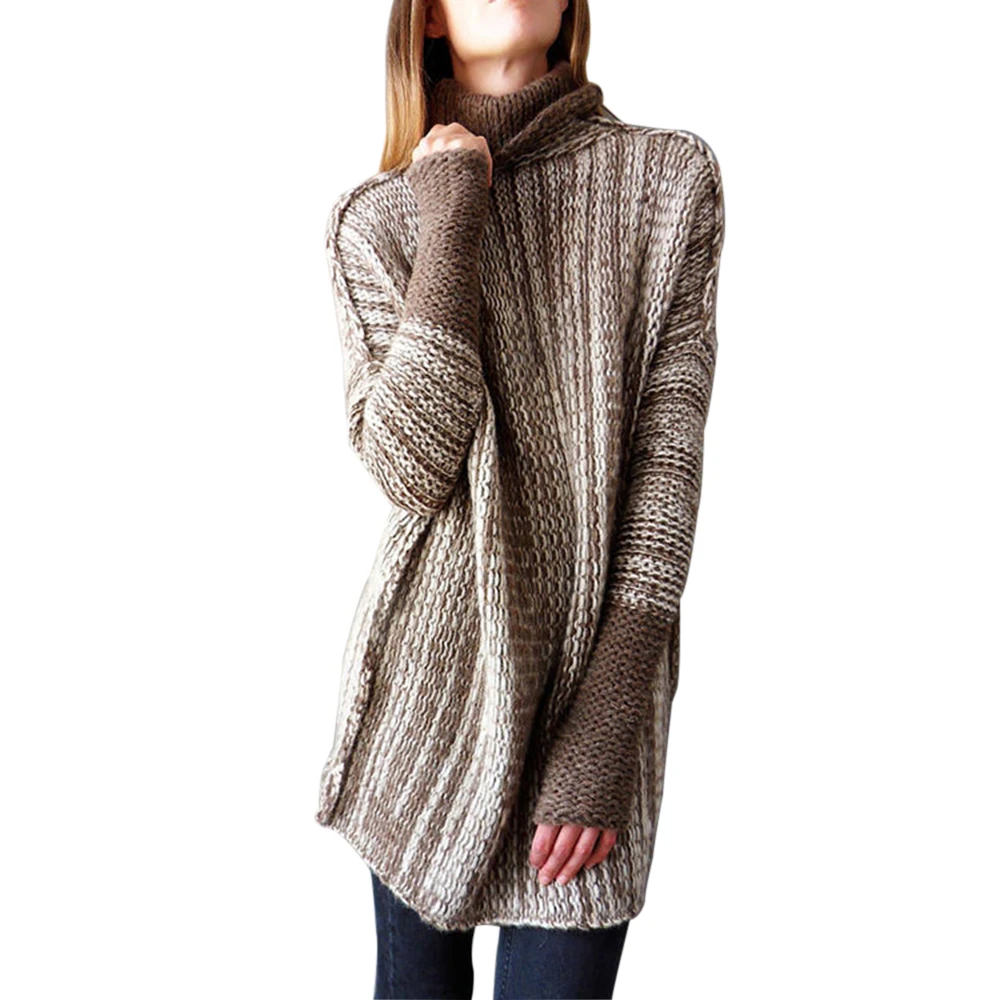 

Women Turtleneck Neck Sweaters Knit Stretchable Elasticity Long Loose Sweater 2019 New Fashion Long Sleeve And Casual Winter