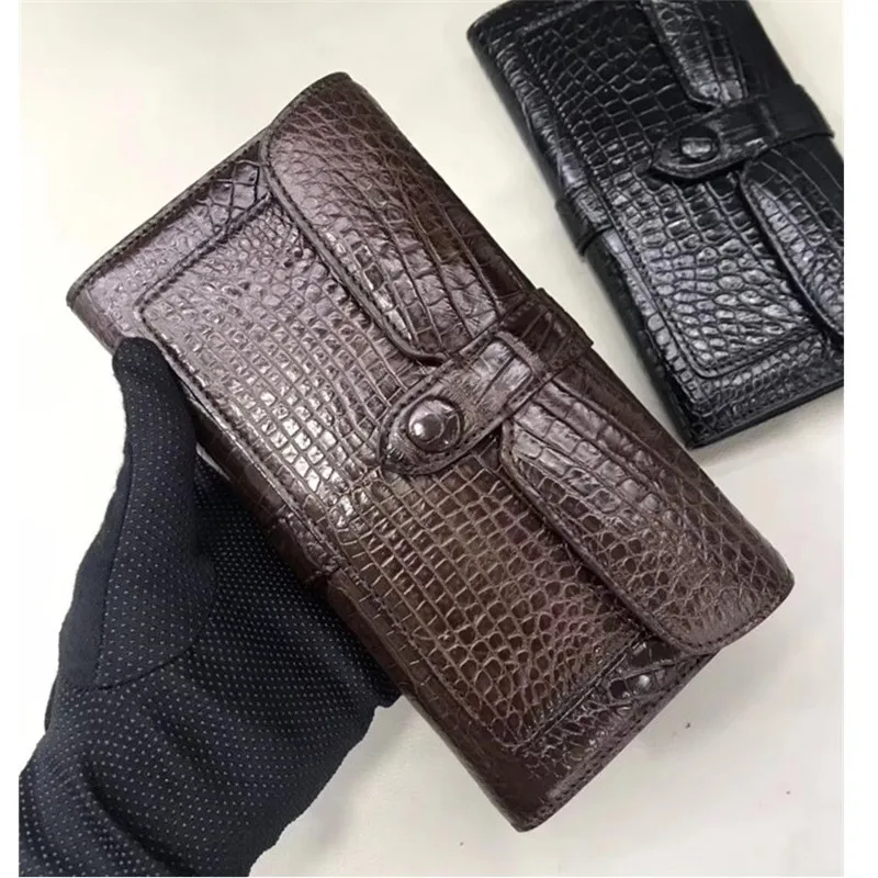 

Genuine Real Crocodile Belly Skin Unisex Style Men's Long Clutch Wallet Authentic Alligator Leather Female Male Large Card Purse