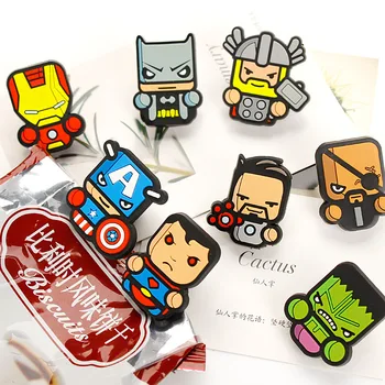 

Super amerikaanse heroes pvc voedsel afdichting clip memo clip papier clip desktop decoratieve ambachten school office supply