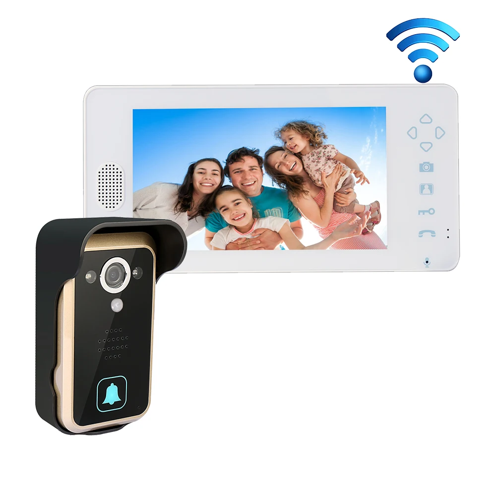

MILEVIEW 2.4GHZ Wireless 7" Touch Color TFT LCD Video Door Phone Intercom 1 Outdoor Bell Camera + 1 White Screen Free Shipping