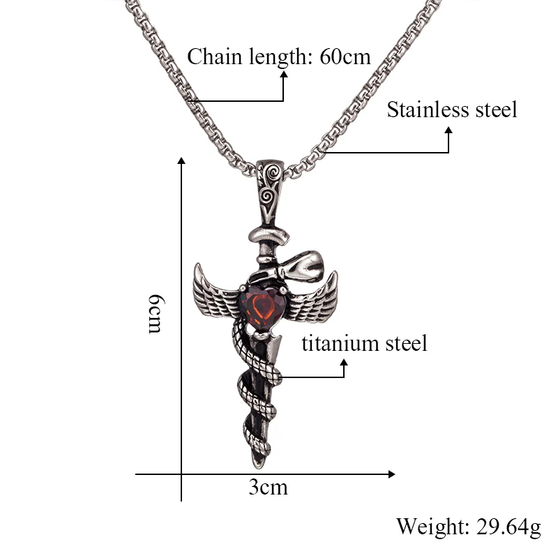 Personality Men's Vintage Stainless Steel Titanium Pendant Necklace Male Trendy Punk Charm Chain Necklaces Jewelry Accessories