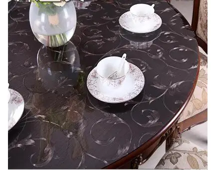  PASAYIONE Soft Glass PVC Round Tablecloth Waterproof Oilproof Disposable Table Cloth Home Kitchen D