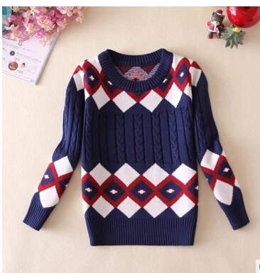 Детский хлопковый свитер на осень и зиму свитер для мальчиков детские свитера - Цвет: Синий