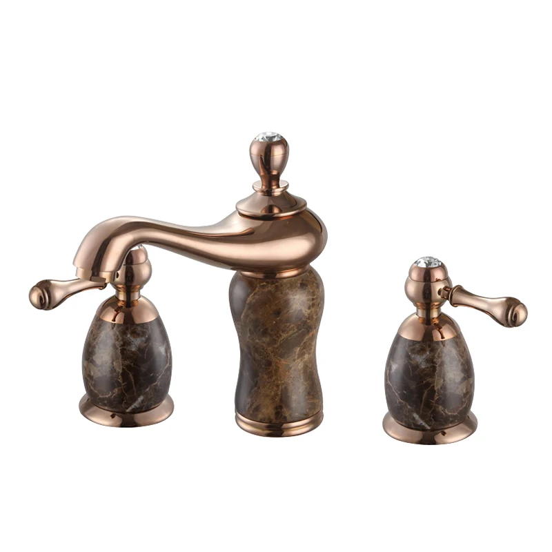 

Azos Split FaucetSoft Basin Brass Jade Rose Gold Cold and Hot Switch Laundry Pool Sink Shower Room Double Handle Three Holes Ro