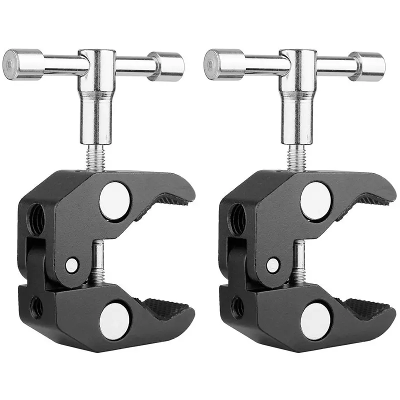 cheap 2Pack Super Clamp Crab Clamp Photography with 1 4 and 3 8 inch Thread Rod Clamp Pliers Clip for DSLR Rig Cameras, 15mm Rods,