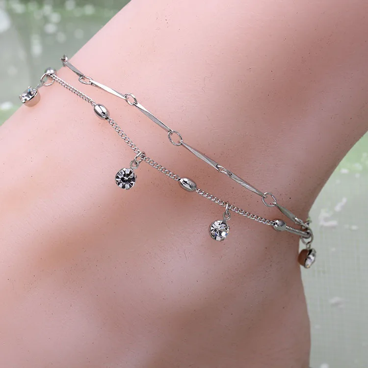 Buy New Crystal Ankle Bracelet Double Rows Rhinestone