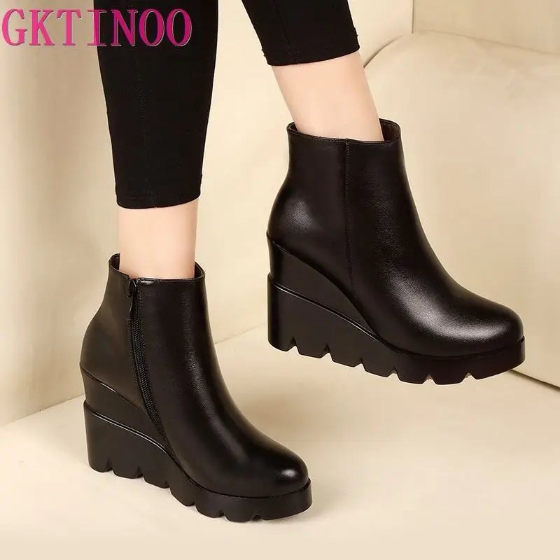 Botas de plataforma de cuero suave para mujer, botines de cuña con tacón  alto, a la moda, talla 34 40, otoño e invierno, 2022|boot shoes|ankle boots  shoesfashion shoes for women - AliExpress