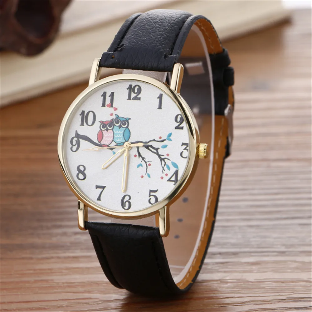 

Duobla Best selling Women Watches Cute Owl Pattern Neutral Fashion Leather Quartz Wrist Watch High Quality Dropshipping 2019 40Q