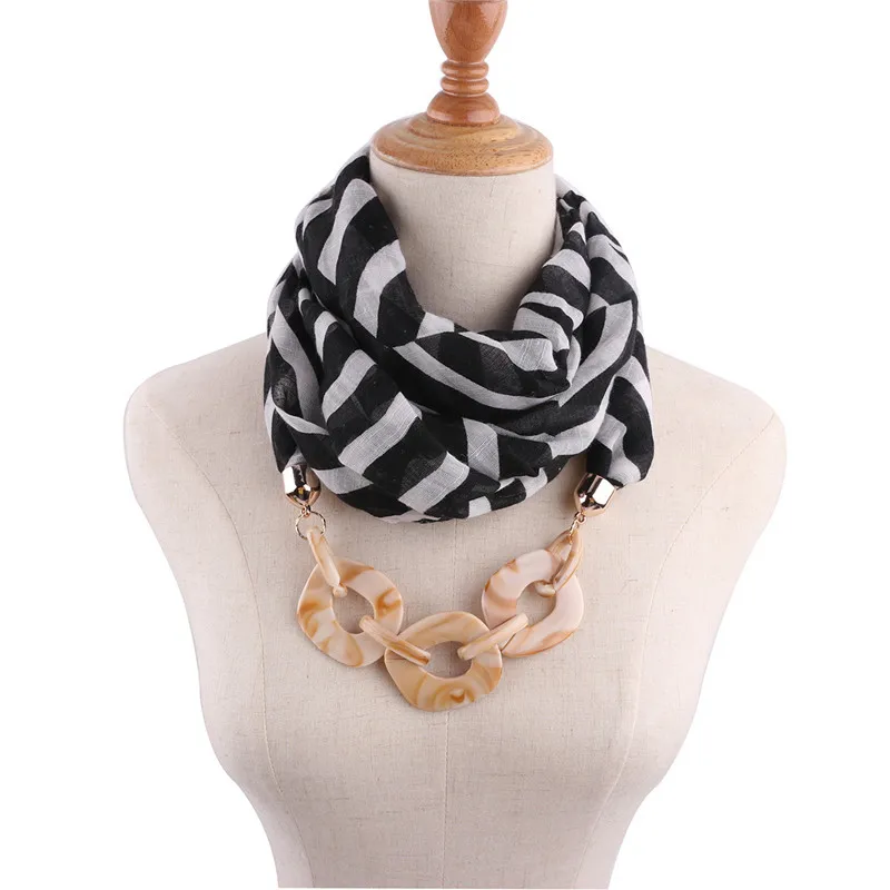 RUNMEIFA F Роскошная брендовая акриловая Ювелирная подвеска ожерелье хлопковый шарф для женщин пуля сплав хиджаб женские аксессуары - Окраска металла: 4