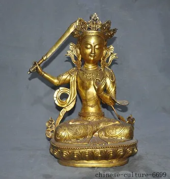 

christmas 18"Tibetan Buddhism bronze gilt temple Wenshu Manjushri Hold Sword Buddha Statue halloween