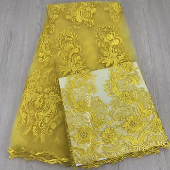 

Bridal Nigerian Wedding Lace Materials 3D Lace Fabric High Quality 2019 African Lace Fabric On Sale Beads Stones Lace Fabric