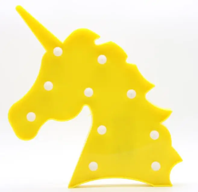 Светодиодный Красочные Marquee знак Ночной светильник в форме единорога; цвет белый, розовый; яркая Детская комната украшения прикроватный светильник, подарок ко дню рождения лампа - Испускаемый цвет: Unicorn yellow