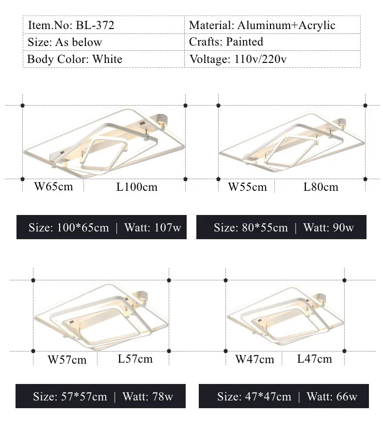 square art deco led ceiling lamps bedroom living room 8