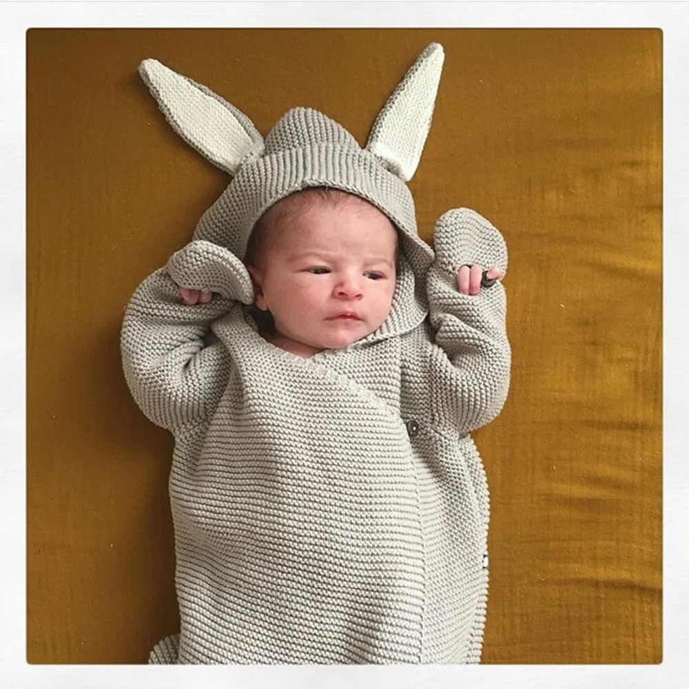 Спальные мешки Постельные принадлежности для мамы для маленьких Одеяла трикотажные новорожденных шапки кролика Подгузники Банни Стиль