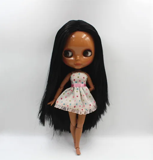 Кукла Blygirl Blyth телесные куклы черные прямые волосы совместное тело из темной кожи