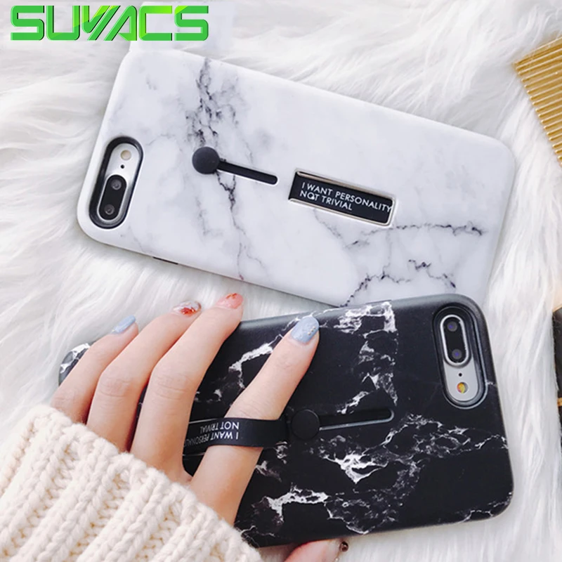 

SUYACS Elastic Hide Ring Stand Phone Case For iPhone 7 8 Plus X XS MAX XR 6 6S Case Relief Marble Soft Phone Cover Bags Fundas