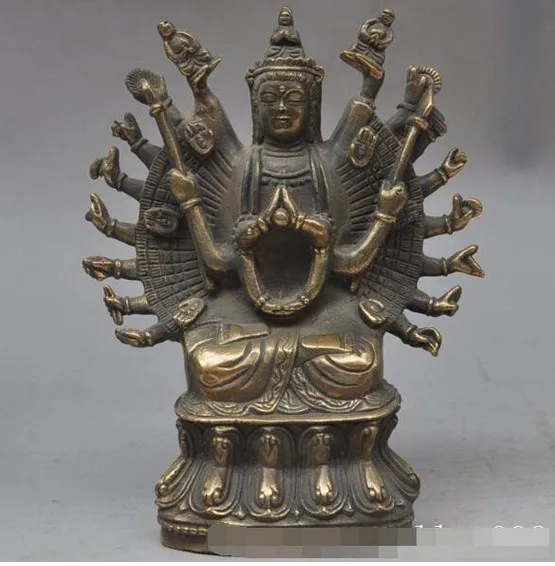YM 320 7 &quotтибетский буддизм бронзовый медный 1000 руки Bodhisattva Kwan-Yin статуя Будды | Дом