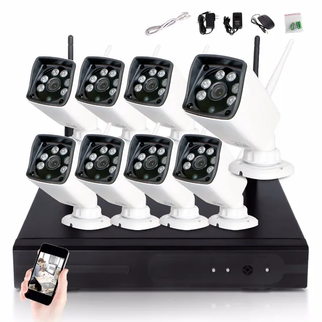CCTV System 1080P 8ch HD Wireless NVR kit Outdoor IR Night Vision 2.0MP