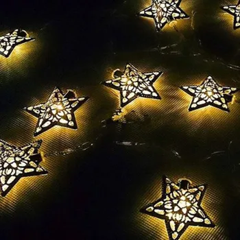 

1.2M 10LED Silver Metal Iron Five-pointed Star Light String Wedding Christmas 2017 Hot New outdoor lighting christmas decoration