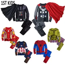 Весенние детские пижамы, одежда для мальчиков, Халк, супергерой, Бэтмен, Железный человек, Человек-паук, комплекты детской одежды для сна, Мстители, DB493