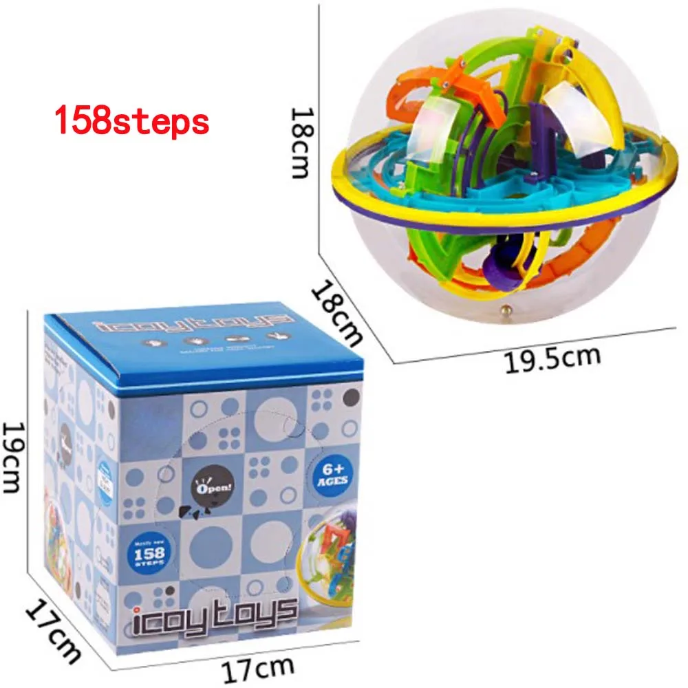 3D магический Интеллект лабиринт шар замок логика большой Головоломка мяч образовательный волшебный интеллект головоломка игры шары 100-299 шаги детские игрушки - Цвет: Синий