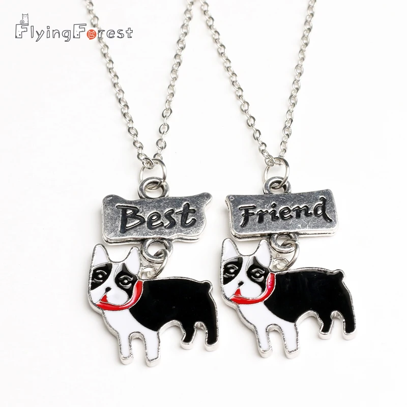 

2pcs/set Dogs Animal Party Jewelry Best Friends Charms Old Bulldog Pendants Necklace Friendship Kids Set Girls Children Gift
