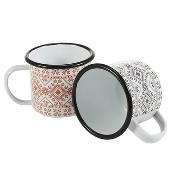 

350 ml Enamel Coffee Mug Black Rolled Office Mug for Outdoor Camping Mug