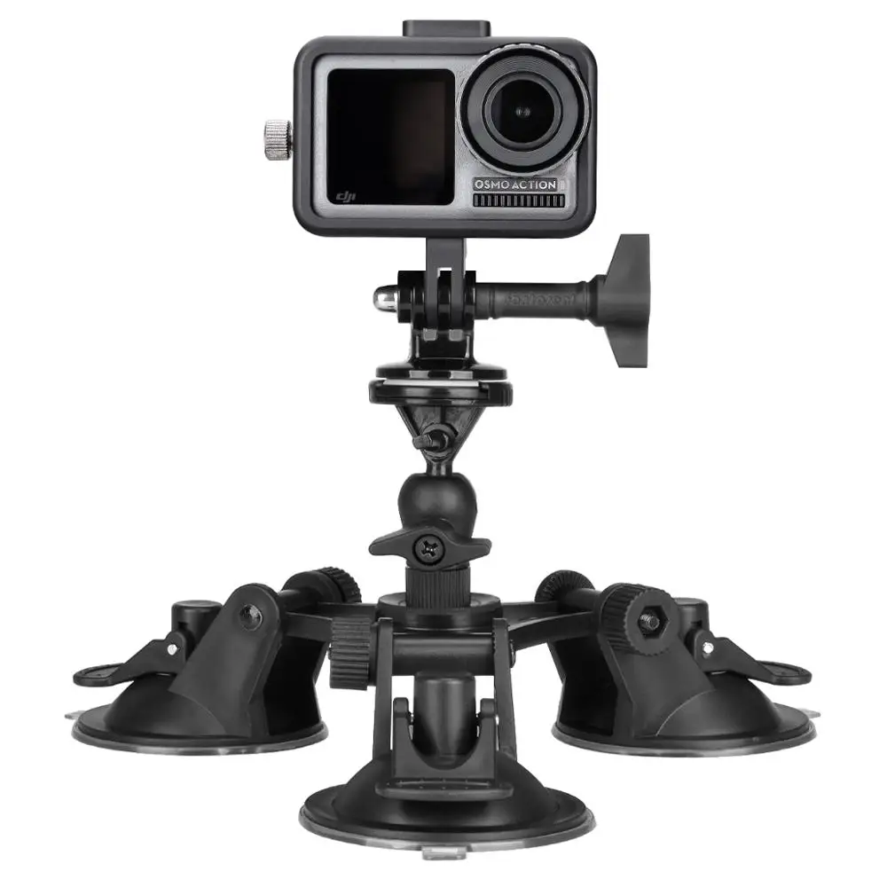 

Car Windshield Hood Door 3-Cup Suction Cup Mount Tripod Holder for Dji Osmo Action Xiaomi Yi Sport Action Camera Accessories