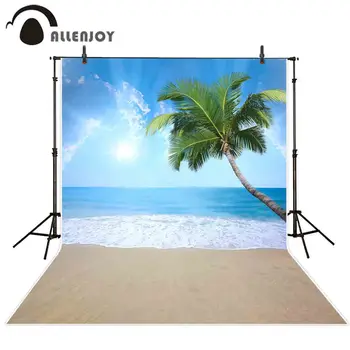 

Allenjoy summer backdrop beach sea wave sky sunshine coconut tree portrait photography background photocall photo studio prop