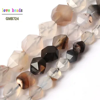 

Natural Stone Beads Faceted Grey White Agates Round Loose Beads For Jewelry Making Bracelet 6/8/10mm 15inches