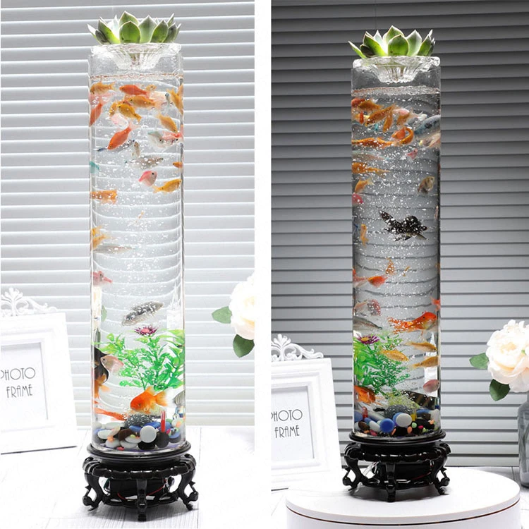 Title 12, Standing Barrel Shape Fish Tank 360 Ultra Clear...