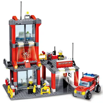 

City Fire Station 300pcs Building Blocks Compatible all brand city Truck Model Toys Bricks With Firefighter drop shipping