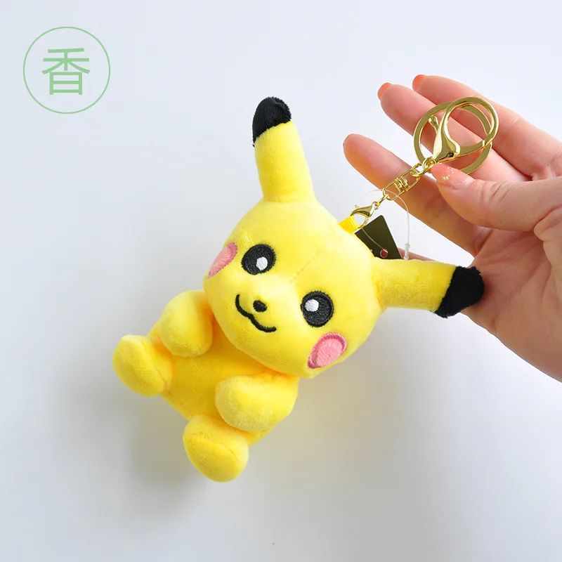 

1pcs Boutique 10cm A New Type of Pikachu Second Generation Plush Toy Fastener Plush Keychains toys Girls Bag Car buckle