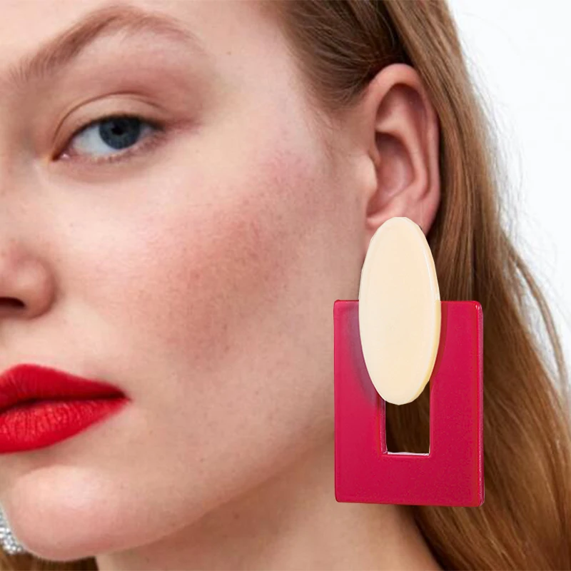 

New Style Fashion Big Resin Drop Earrings For Women 2019 New Acetic Acid Large Korea Square Earrings Trendy Geometric Jewelry