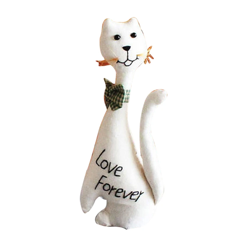 

European Cloth Cat Statue Crafts Animal Ornament Home Decoration Accessories Figurines Home Living Room Decor Wedding Gift