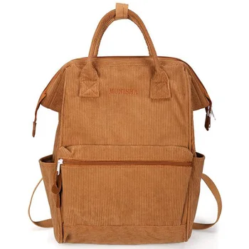 

Corduroy Solid Color Backpack Sen Simple Simple Wild College Student Bag Leisure Travel Bag