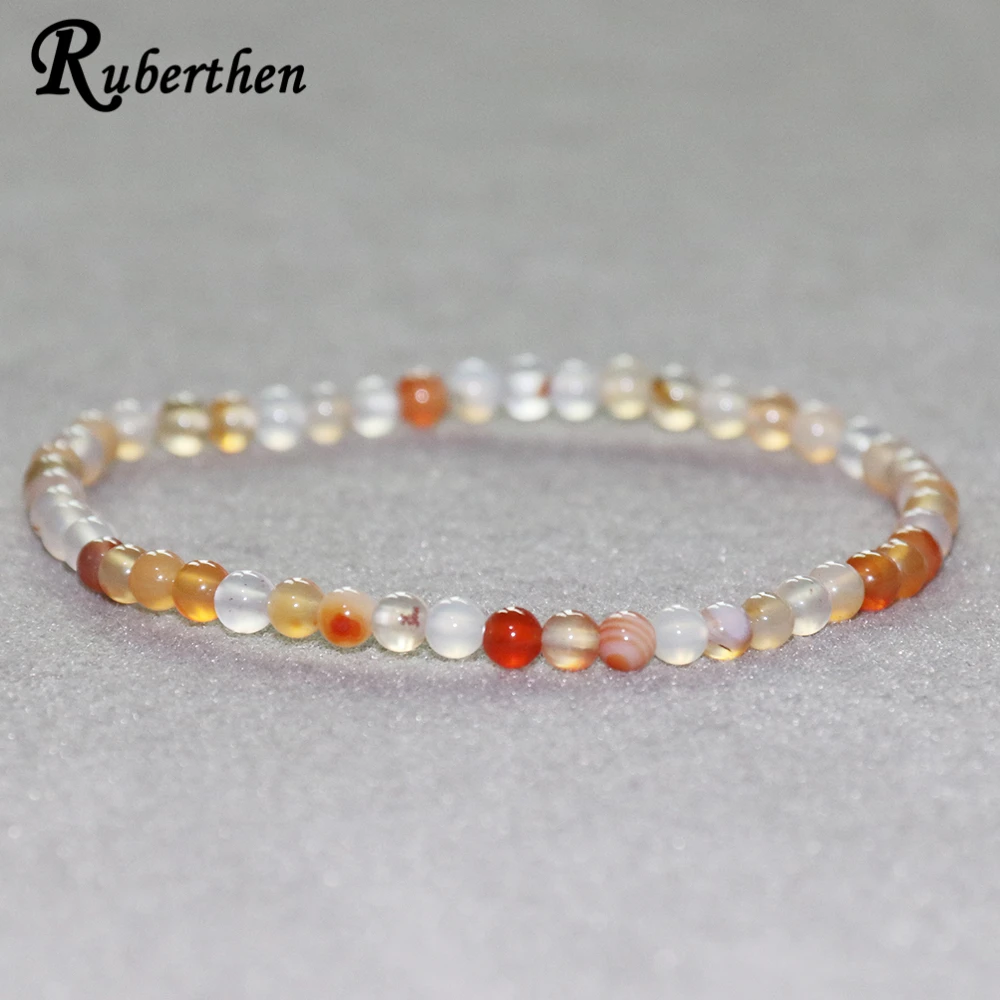 Ruberthen новый дизайн розовый браслет с агатами 4 мм Мини драгоценный камень Йога