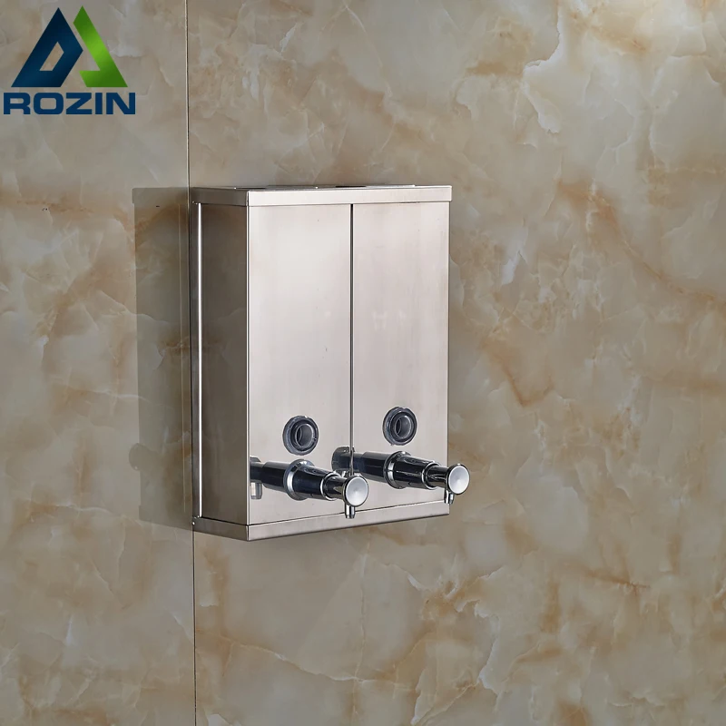 New Chrome Finished Wall Mounted Soap Sanitizer Bathroom Washroom Shower Shampoo Dispenser wall mounted elbow hand sanitizer soap dispenser used in hospital for holder