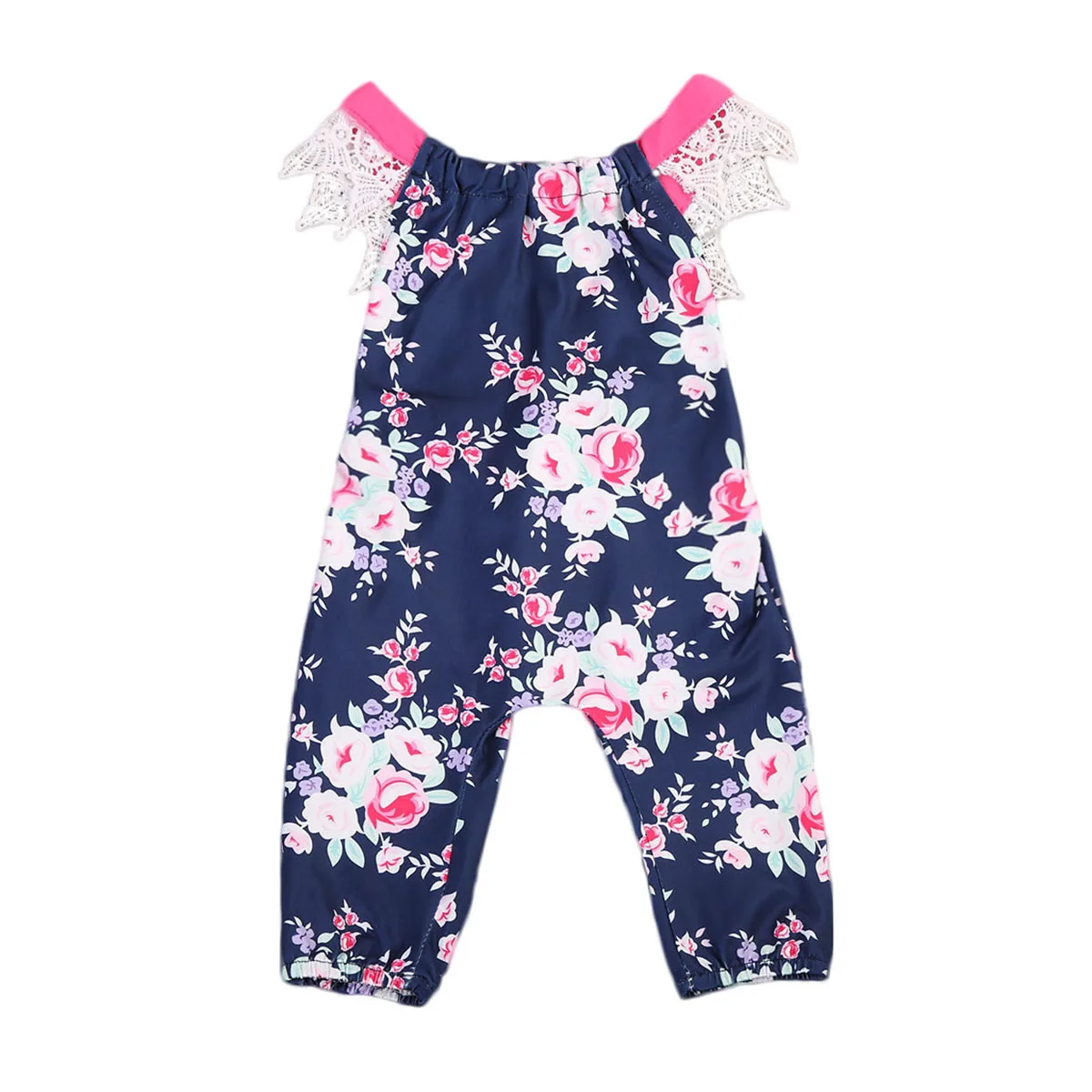 

Toddler Baby Girls Romper Floral Lace Ruffles Sleeve Backless Jumpsuit Sunsuit HOT 0-24M